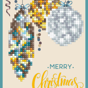 Diamond Dotz Greeting Card Kit: Merry Christmas Baubles - Antique - Image 1