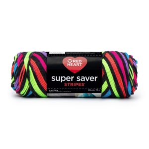 Red Heart Super Saver Yarn 141g - Neon stripes - Image 1