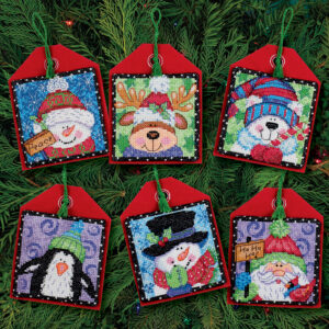 Dimensions Counted Cross Stitch Kit: Decoration: Christmas Pals: Set of 6 - Image 1